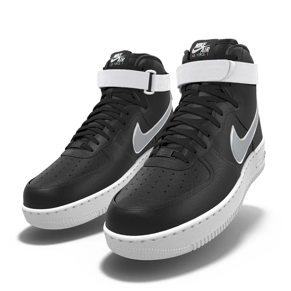 $250 NEW Mens Nike Air Force 1 High Vandal Metallic Silver & Black Custom Leather Shoes Asics Gel-rocket 6 Volleyball Shoe