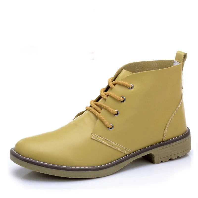 4 Color Fashion Women Lace up Genuine Leather Classic Shoe High Style Flat Brand Casual Shoes Boots Jeweled Flat Shoes