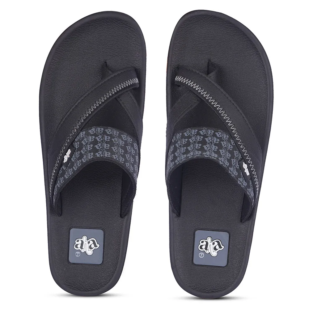 A-HA Casual Black Flip Flop For Men ANCO-02 By Liberty Sandals Casual Comfort