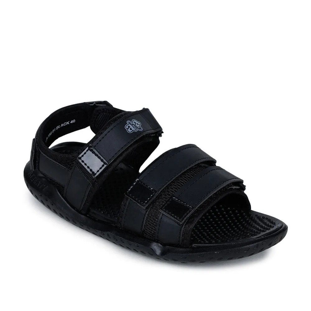 A-HA Casual Black Sandals For Men LB195-01 By Liberty Short Wedge Sandals