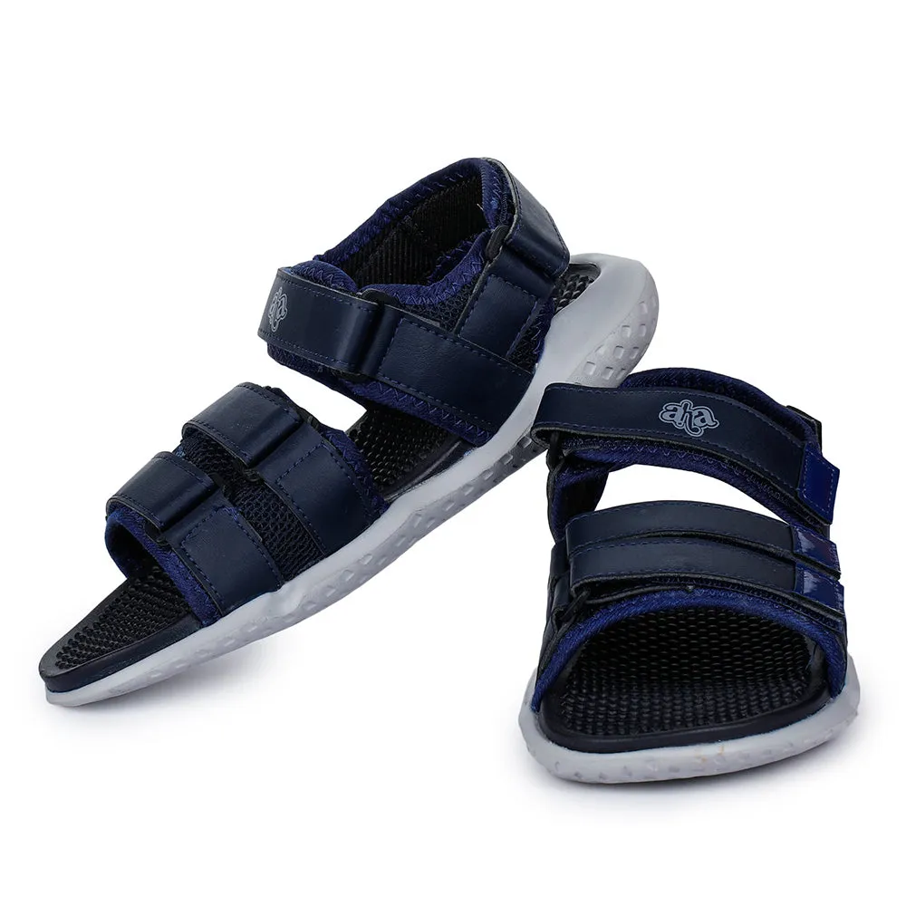 Comfortable Leather Sandals A-HA Casual Navy Blue Sandals For Men LB195-01 By Liberty