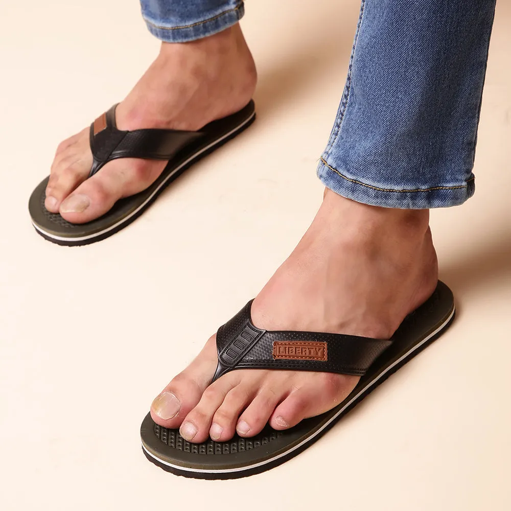 A-HA Casual Olive Green Flip-Flops For Men HARRISON By Liberty Wide Wedge Sandals