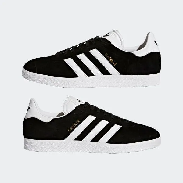 Adidas Men's Gazelle Shoes - Core Black / White / Gold Metallic Adidas Trefoil Shoes