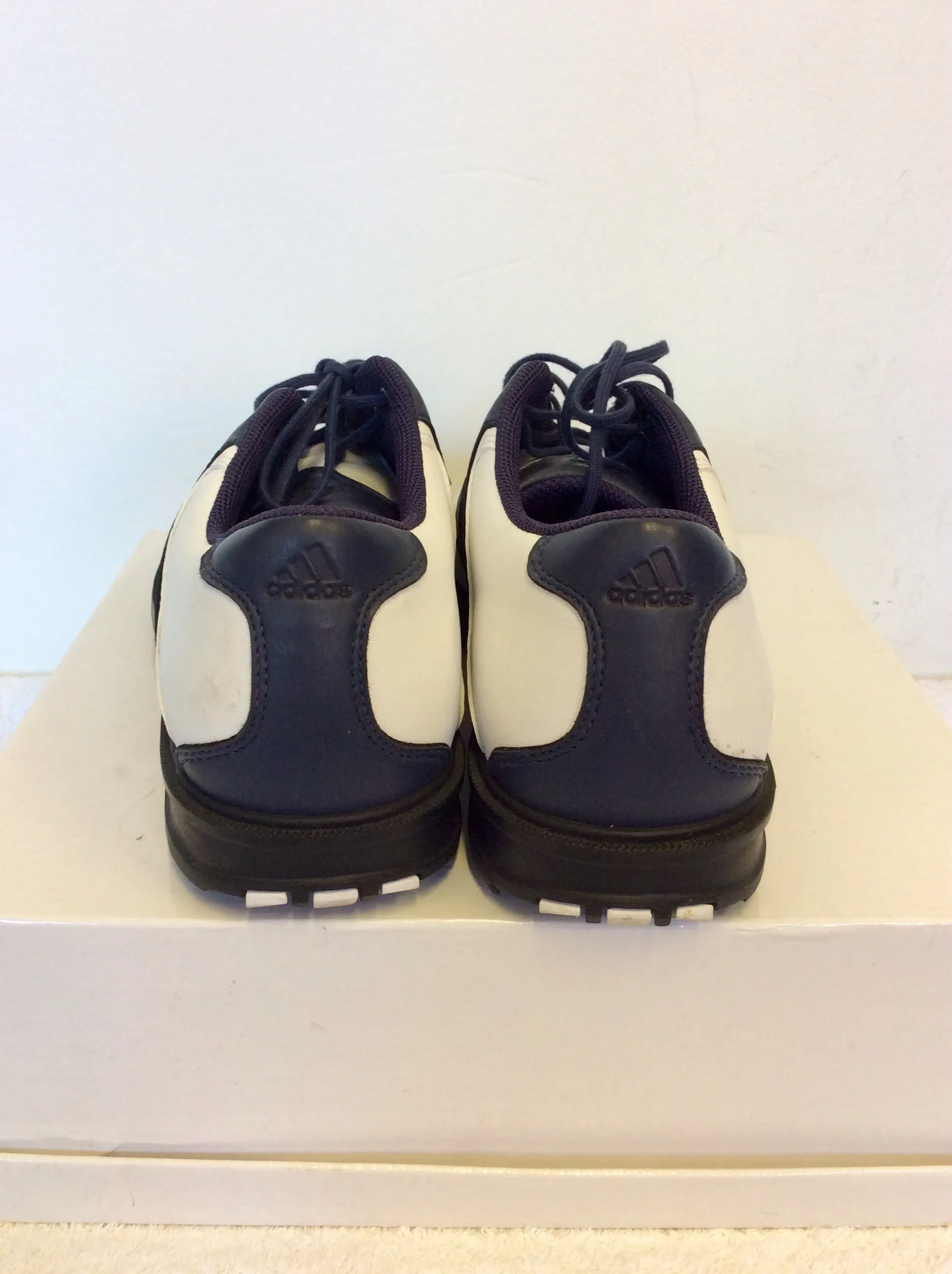ADIDAS NAVY BLUE & WHITE LACE UP GOLF SHOES SIZE 7/40 Adidas Harden Basketball Shoes