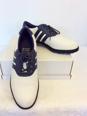 ADIDAS NAVY BLUE & WHITE LACE UP GOLF SHOES SIZE 7/40 Adidas Shoes For Kids