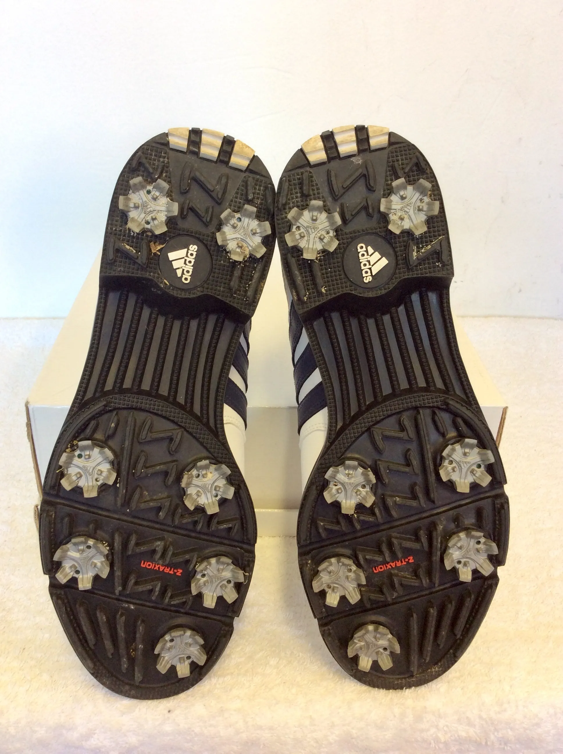 ADIDAS NAVY BLUE & WHITE LACE UP GOLF SHOES SIZE 7/40 Adidas Walking