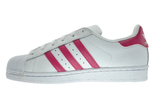Adidas Superstar Foundation J Big Kid's Shoes White/Pink/White Customize Adidas Shoes