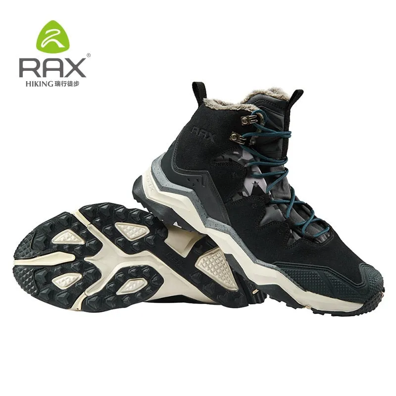 Clean Hiking Shoes RAX Hiking Boots Men Waterproof Winter Snow Boots Fur lining Lightweight Trekking Shoes Warm Outdoor Sneakers Mountain Boots Men