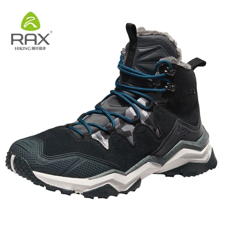 Toe Hugging Climbing Shoes RAX Hiking Boots Men Waterproof Winter Snow Boots Fur lining Lightweight Trekking Shoes Warm Outdoor Sneakers Mountain Boots Men