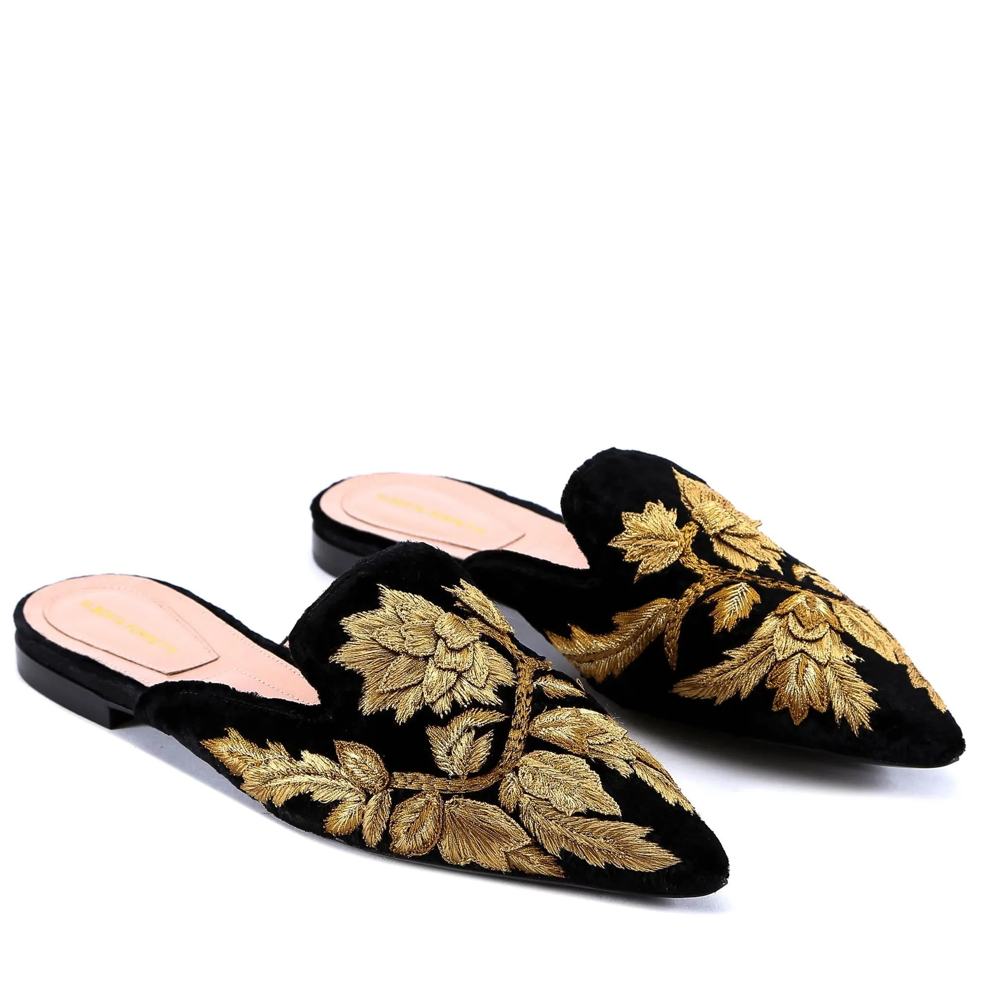 Alberta Ferretti Embroidered Pointed Ballerina Slippers Flat Shoes Pointed Toe