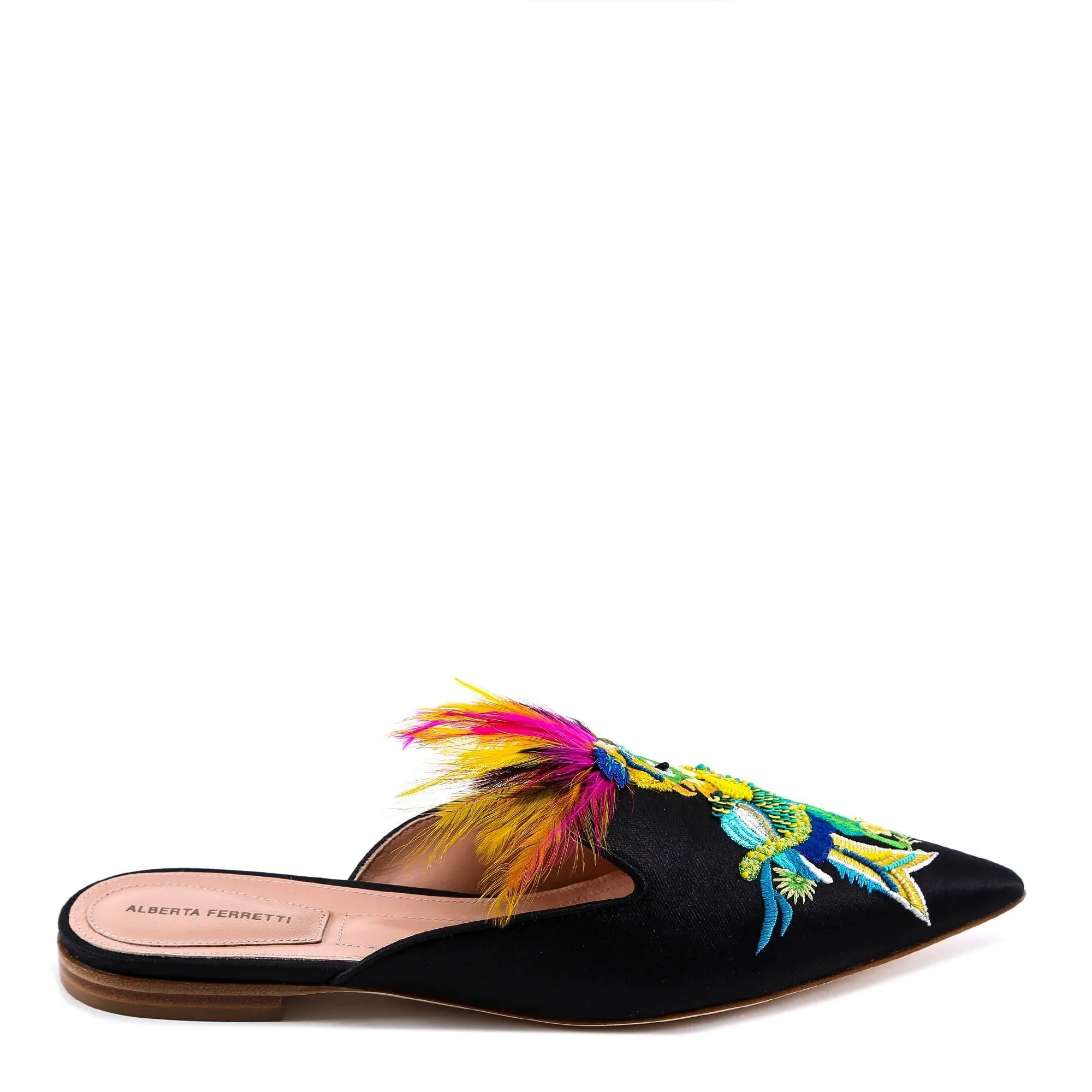 Alberta Ferretti Parrot Feather Slippers Best Cushioned Walking Shoes For Flat Feet