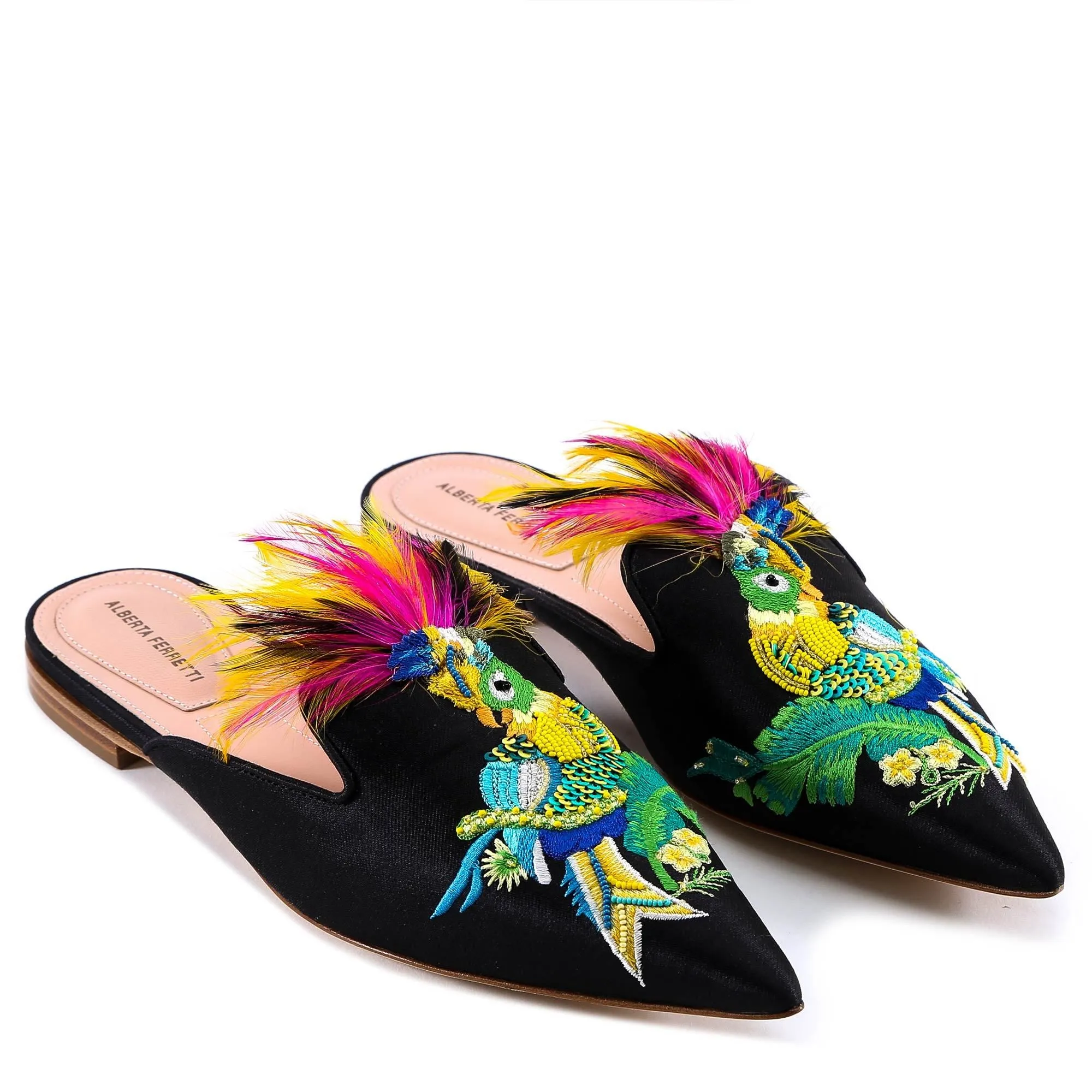 Knit Shoes Flats Alberta Ferretti Parrot Feather Slippers