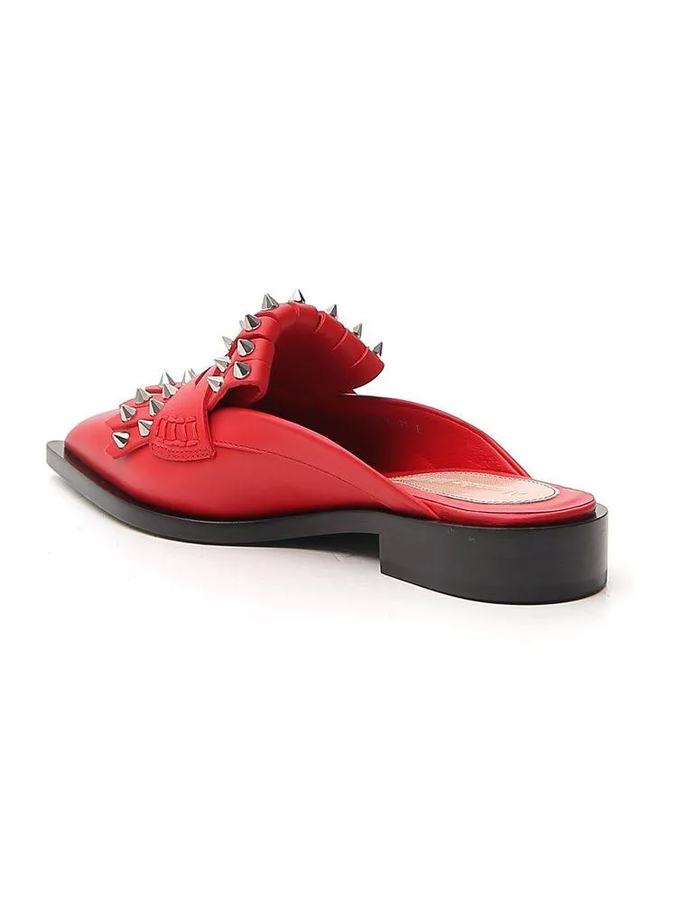 Alexander McQueen Studded Kiltie Mules Flat Fall Shoes