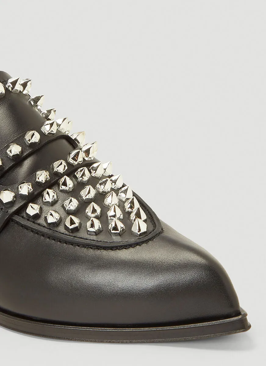 Flat Leather Shoes Alexander McQueen Studded Penny Loafers