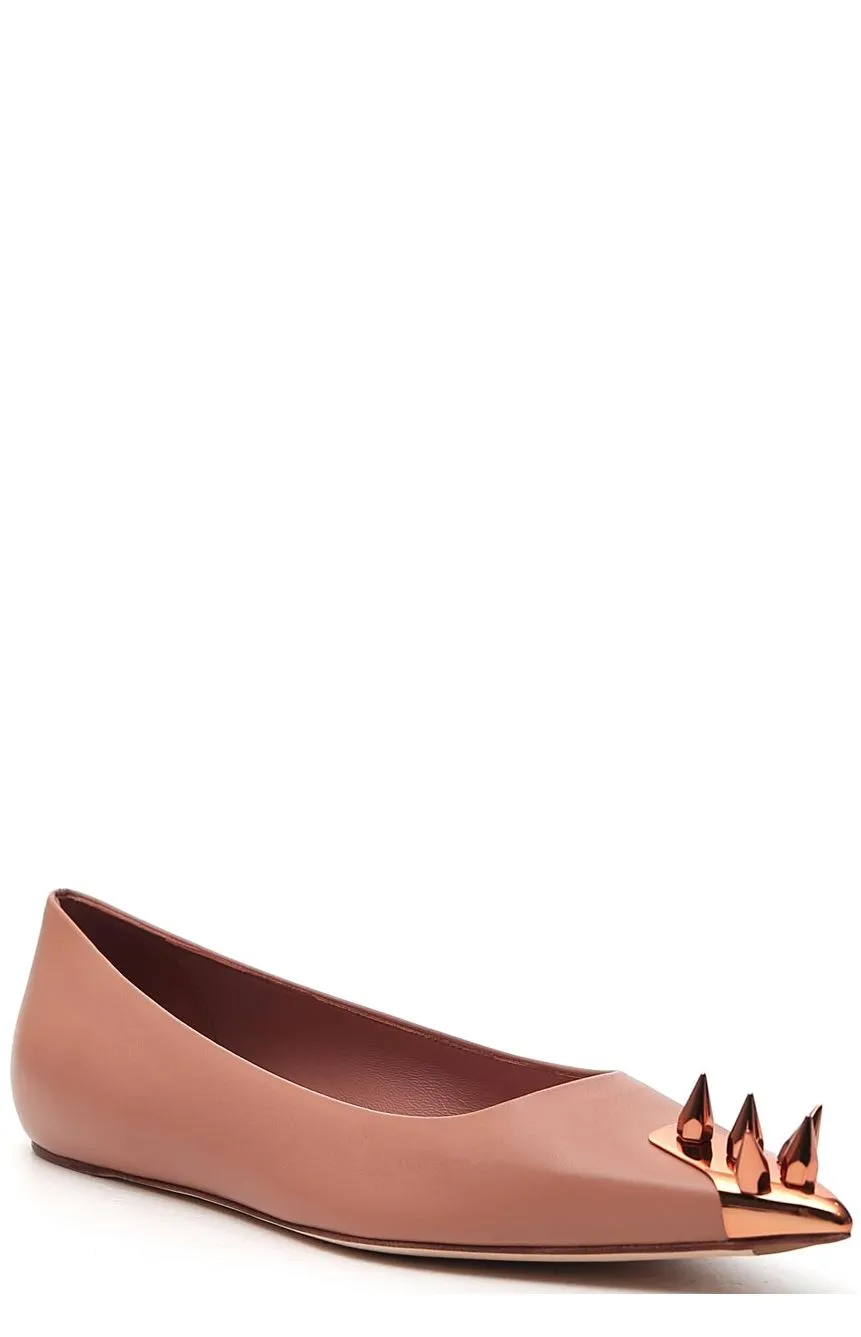Cheetah Flat Shoes Alexander McQueen Studded Point-Toe Flats
