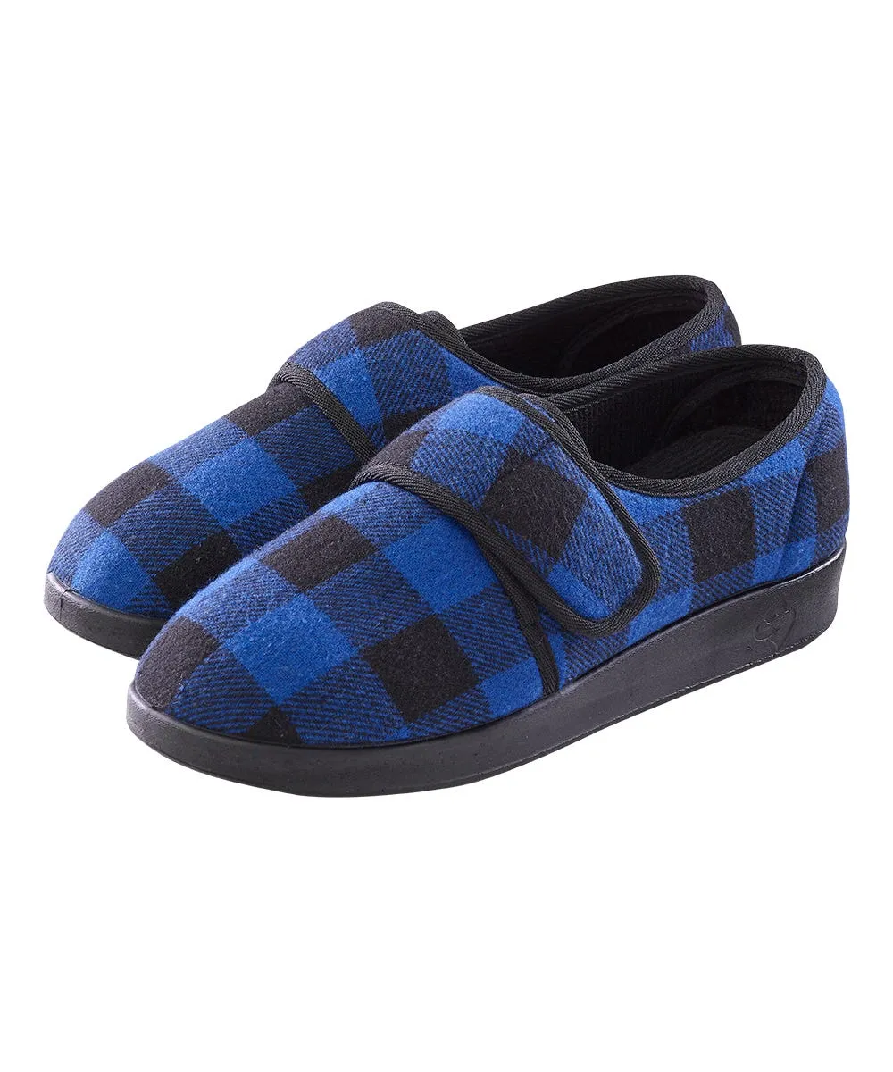 Leather Soled Knitted Slippers Men's Soft Wide Adjustable Slippers