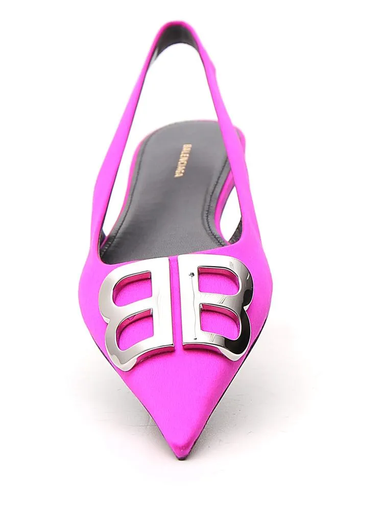Balenciaga Slingback Logo Ballerinas Jazz Flat Shoes