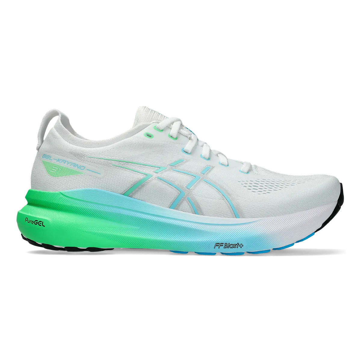 Asics Gel Kayano 31 - White - Bright Cyan Best Asics Support Running Shoes