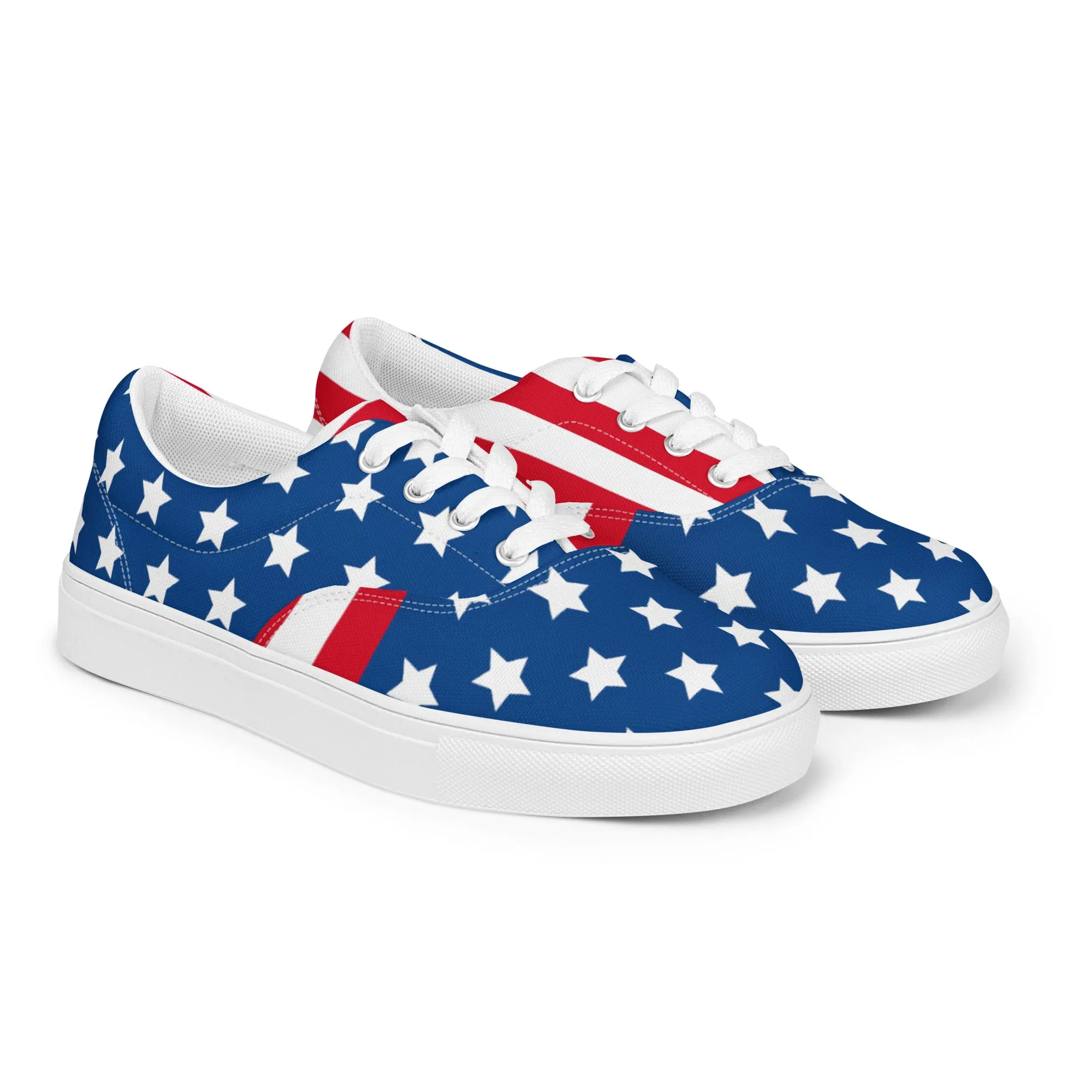 American Flag Men's Low Tops, US Flag July Forth Best Designer Mens Lace-up Canvas Shoes (US Size: 5-13) Retro Boots