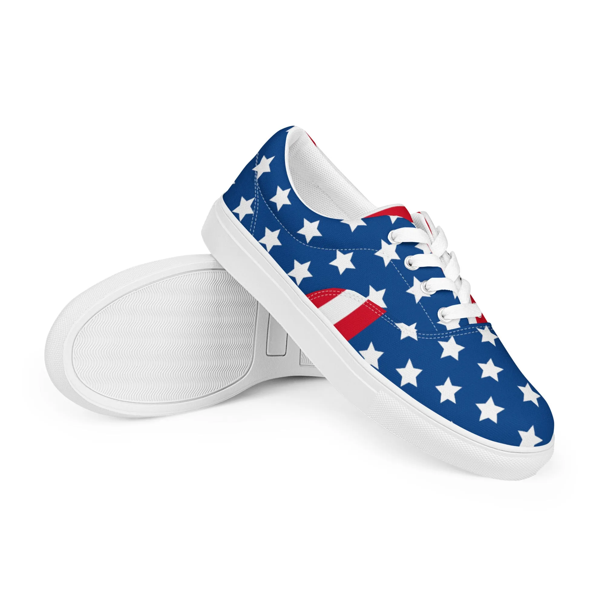 Dress Zip Up Boots American Flag Men's Low Tops, US Flag July Forth Best Designer Mens Lace-up Canvas Shoes (US Size: 5-13)