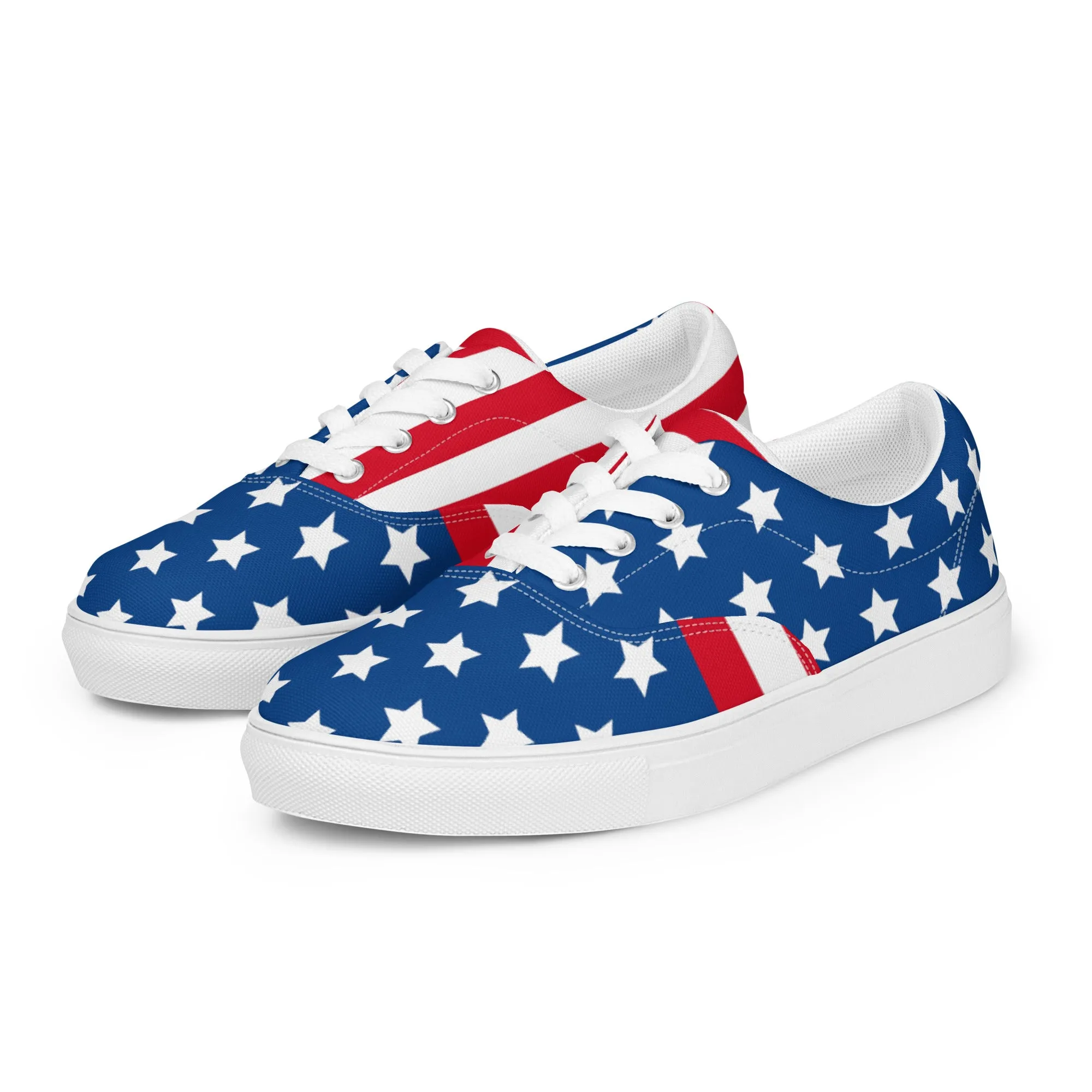 American Flag Men's Low Tops, US Flag July Forth Best Designer Mens Lace-up Canvas Shoes (US Size: 5-13) Cowboy Boots Business Casual