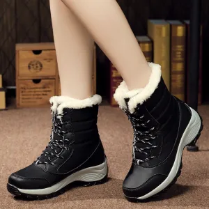 Amozae-Winter Shoes Women Boots Plus Size 42 Waterproof Platform Boots For Women Snow Boots Women Winter 2024 Botas Mujer Black White Waterproof Shoe Protector