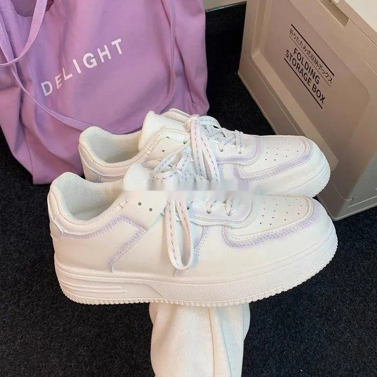 New Balance Shoes Feet New All-match Flat Embroidered White Shoes Women