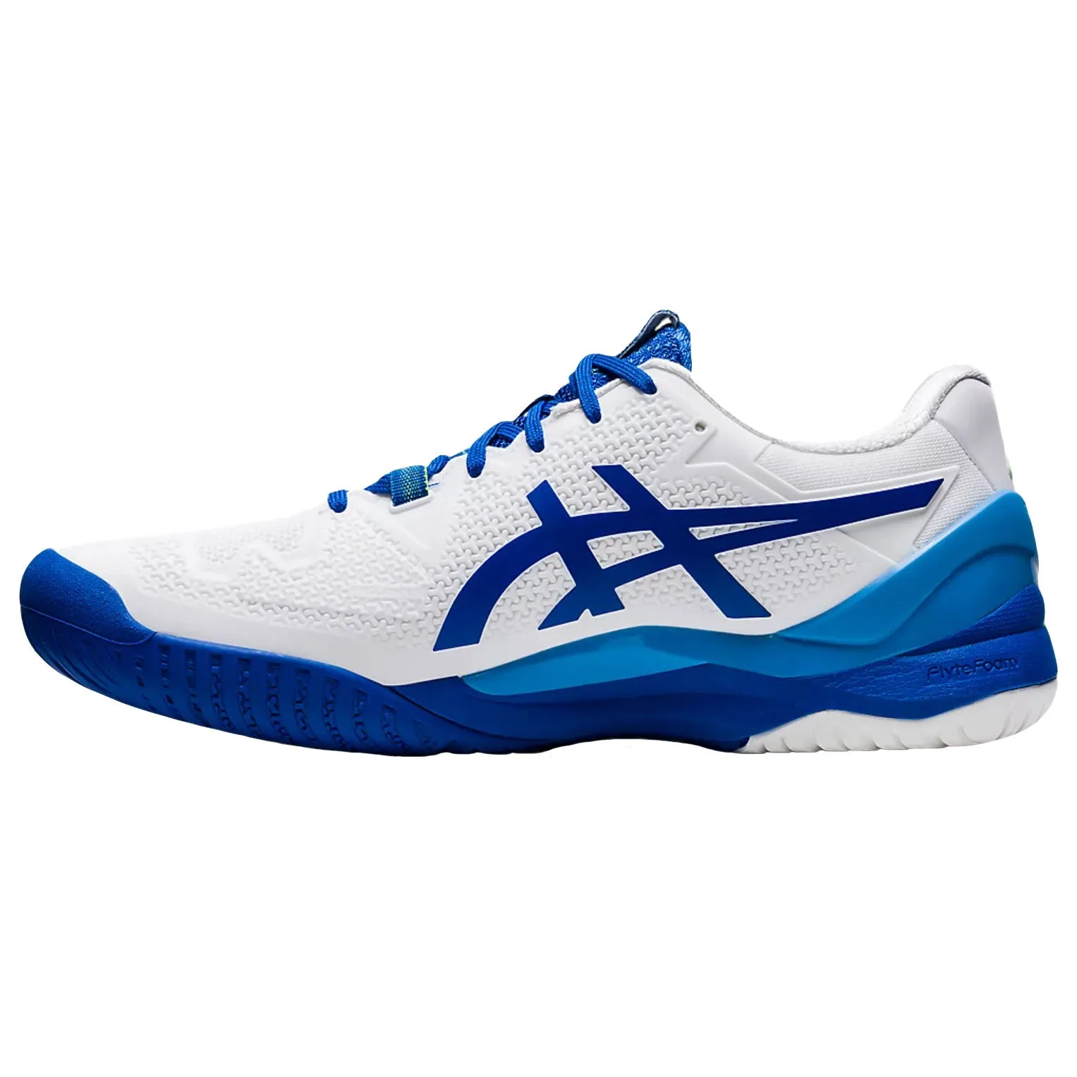 Asics GEL Resolution 8 White Tuna Blue Mens Tennis Shoes Asics Japan Only Shoes
