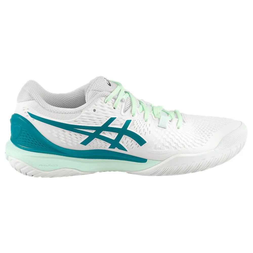 Asics Trail And Road Running Shoes Asics Women's Gel-Resolution 9 - White/Teal Blue