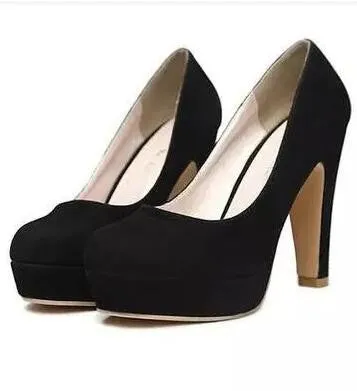 autumn Women's shoes Pumps Single shoes princess shoes round head thick with waterproof suede high heels Waterproof Shoe Repair Adhesive