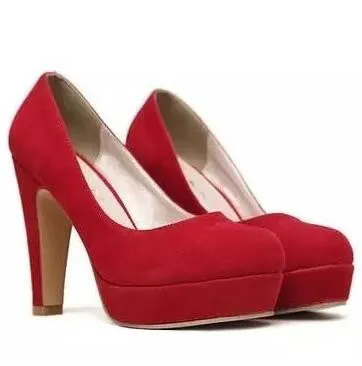 Street Waterproof Shoes autumn Women's shoes Pumps Single shoes princess shoes round head thick with waterproof suede high heels