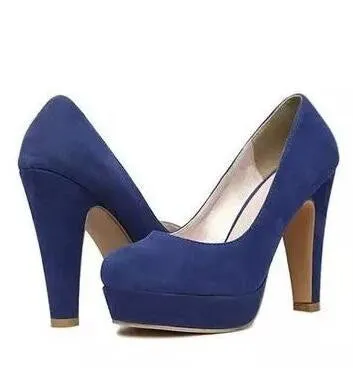 autumn Women's shoes Pumps Single shoes princess shoes round head thick with waterproof suede high heels On Waterproof Shoes