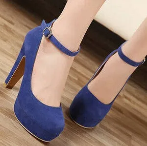 Waterproof Professional Shoes autumn Women's shoes Pumps Single shoes princess shoes round head thick with waterproof suede high heels