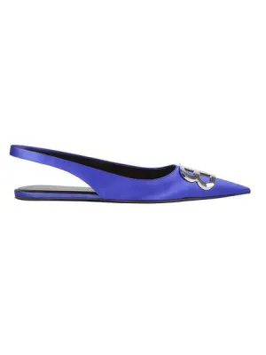 Balenciaga Slingback Logo Ballerina Flats Shiny Flat Shoes