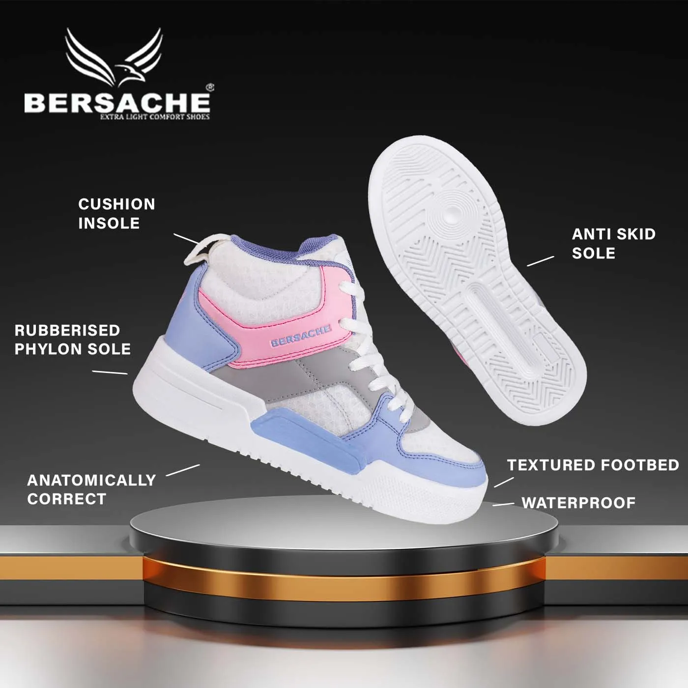 Bersache Sneaker, Loafers ,Casual With Extra Comfort Sneakers For Women/Girls (9158-White) Casual Shoes  Toe Box