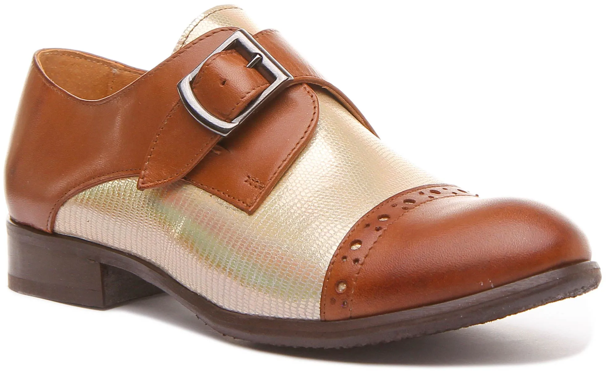 Ostrich Casual Shoes Anna Monk Shoes In Brown Gold