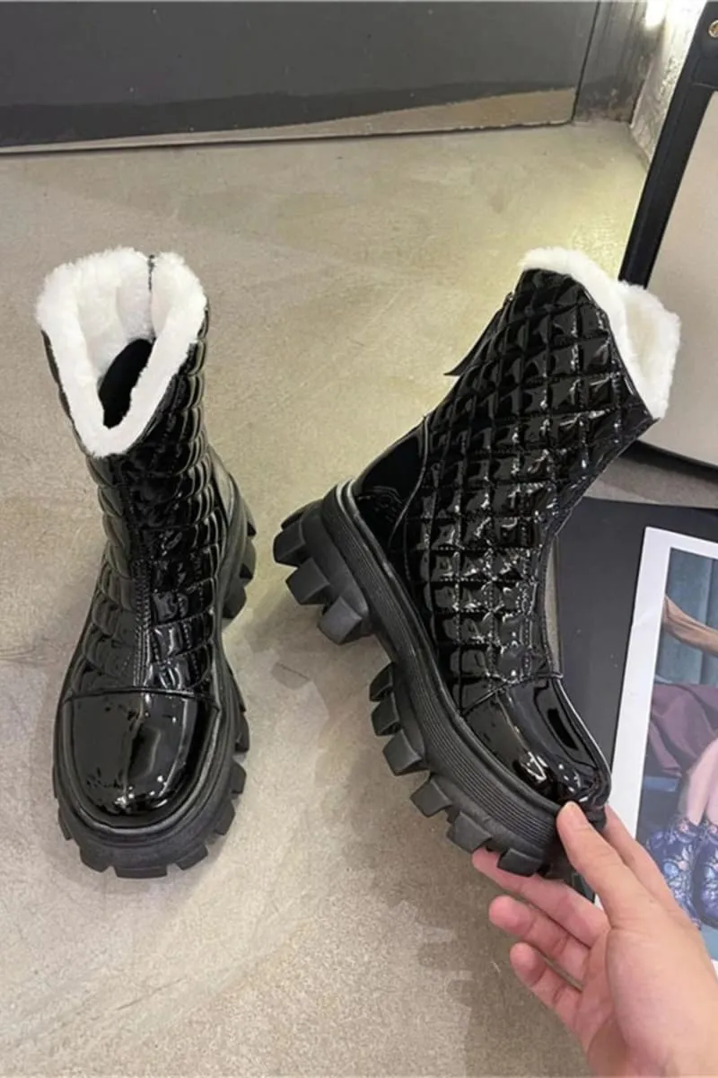 Black Gothic Rave Ankle Latex Boots Lightweight Waterproof Slip On Shoes