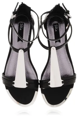 Flat Evening Shoes Wide Fit BLINK INNA Black Metal Sandals