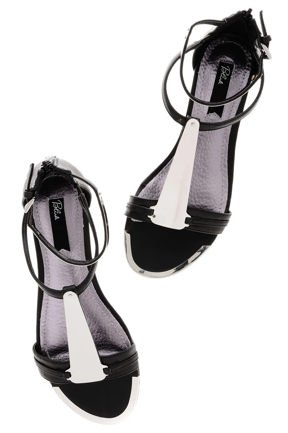 BLINK INNA Black Metal Sandals Flat Spd Shoes
