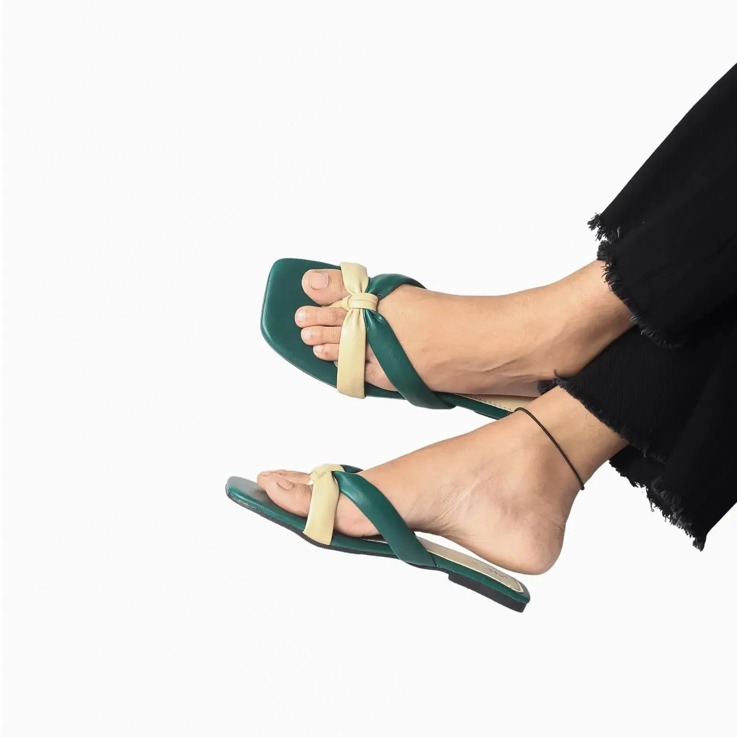 Flat Slingback Shoes Uk Knotted Strap Flat Sandals - Stylish Minimalist Flats with Square Toe