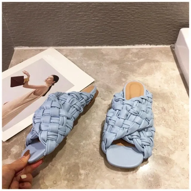 Blue Flat Sandals: Flat Casual Slides Flat Shoes Squats Deadlifts
