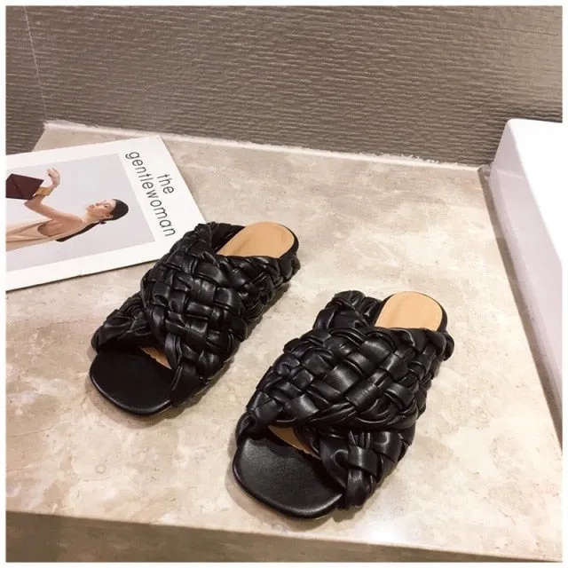 Blue Flat Sandals: Flat Casual Slides Shoes For Flat Feet And Plantar Fasciitis