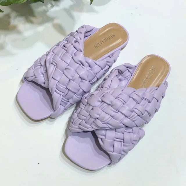 Blue Flat Sandals: Flat Casual Slides Lace Flat Wedding Shoes