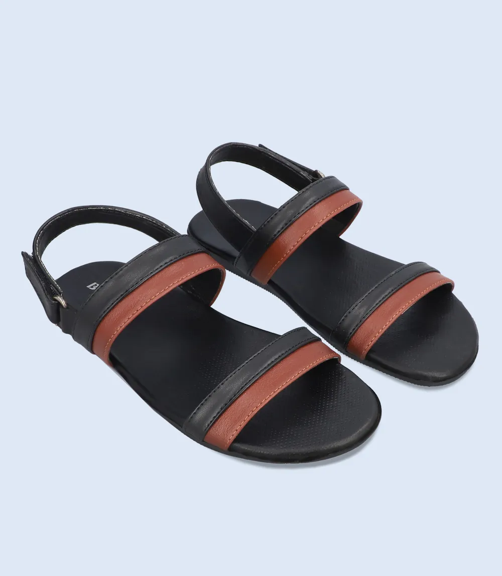 BM5632-Black-Men Sandal Double Wide Width Sandals Arch Support
