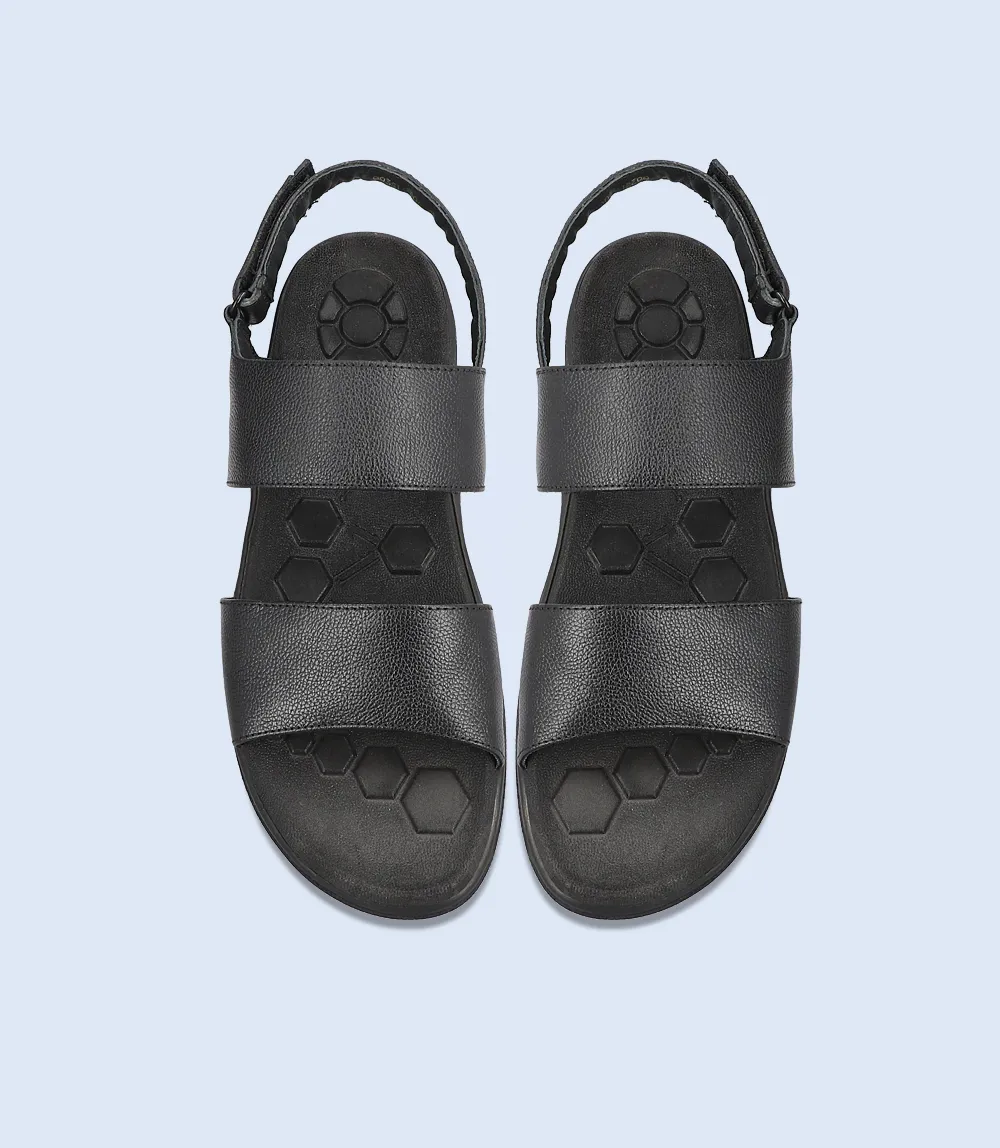 BM5903-BLACK-Men Sandal Platform Sandals Strappy