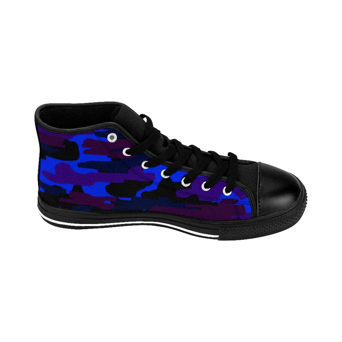 That Girl In Boots Dark Purple Camo Men's Sneakers, Blue Camouflage Camo Army Military Print Men's High-top Sneakers Shoes