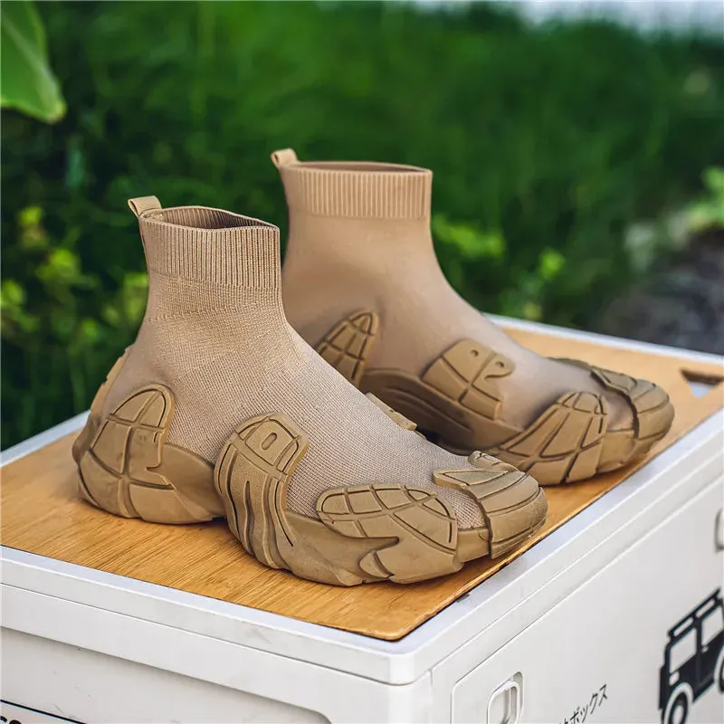 Outdoor Winter Men Casual Boots Designer Soft Sneakers Breathbale Mens Socks Shoes Slip-On Flat Lightweight Walking Sport Shoes Copper Flats Shoes