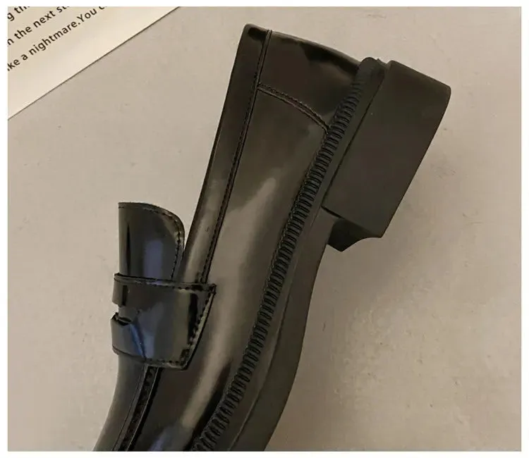 Brown Loafers women Round Toe Japanese shoes Girls Round Toe JK Uniform Shoes Women Retro Platform Lolita Cosplay Shoes size 42 Mid Walking Shoes