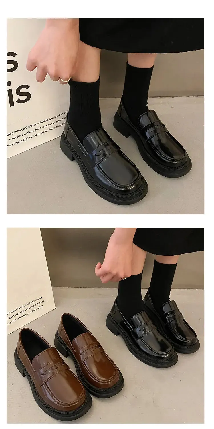 Best Way To Waterproof Leather Shoes Brown Loafers women Round Toe Japanese shoes Girls Round Toe JK Uniform Shoes Women Retro Platform Lolita Cosplay Shoes size 42