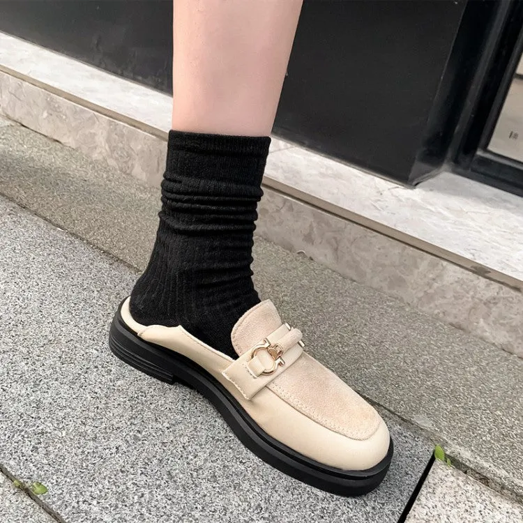 Good Hiking Shoes For Feet Women's Shallow Metal Decor Platform Slip on Flats Shoes